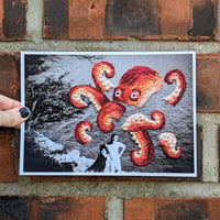 Image 2 of Octopus Art Print, Embroidered Vintage Photo Print