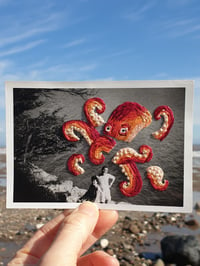 Image 3 of Octopus Art Print, Embroidered Vintage Photo Print