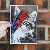 Image 2 of Bowie cat, embroidered photo print