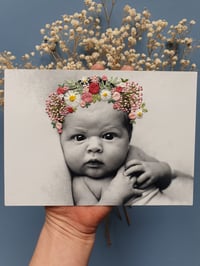 Image 1 of Floral Embroidered Baby Photograph 