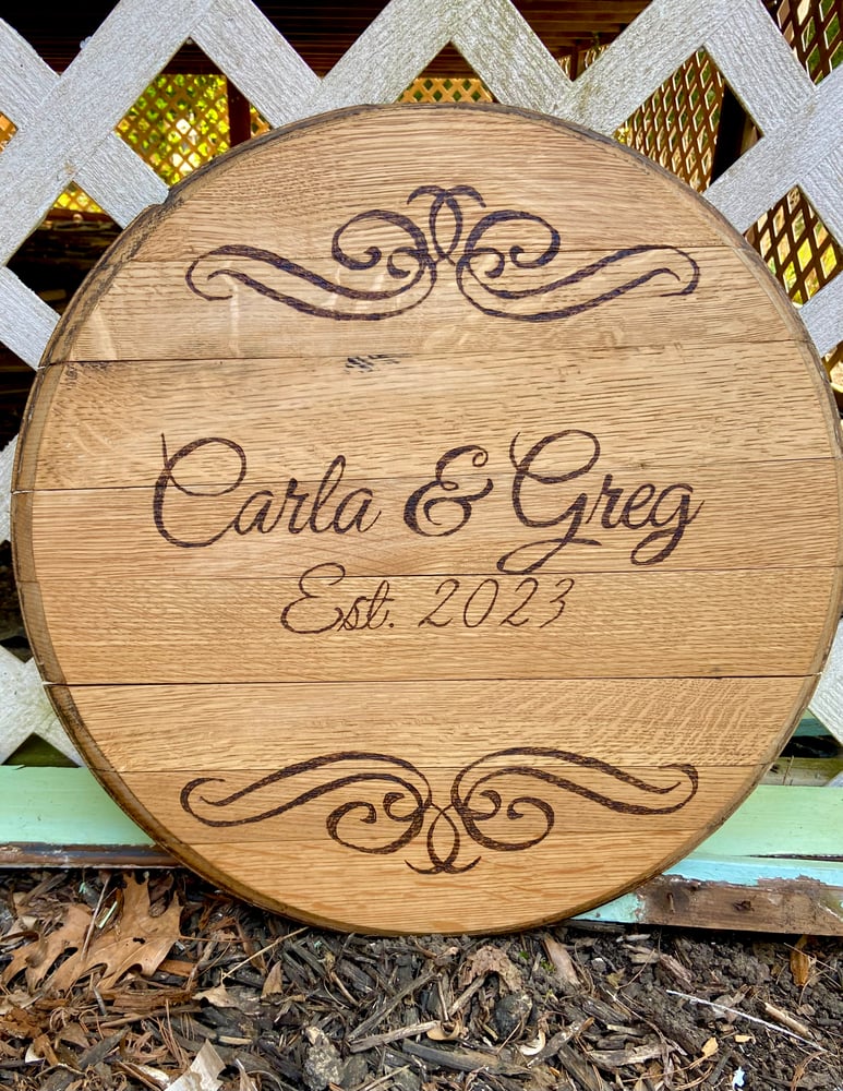 Image of Wedding Guest Book Sign/Bourbon Barrel Family Sign