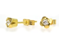 Image 1 of Contemporary 4-claw asscher cut diamond studs in 18ct gold