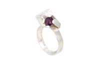 Image 4 of Rhodolite garnet in silver claw setting, interlaced with cube