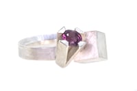 Image 3 of Rhodolite garnet in silver claw setting, interlaced with cube