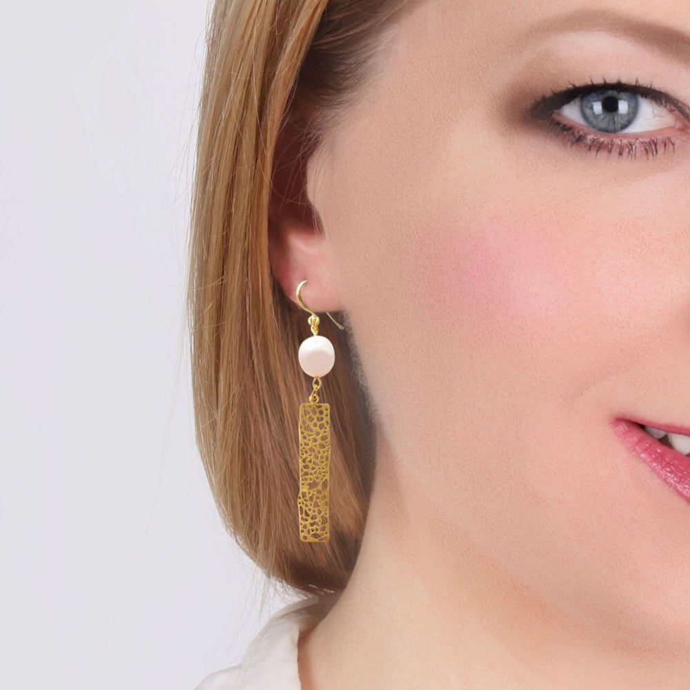 Image of LACEY MODERN PEARL DROP EARRINGS