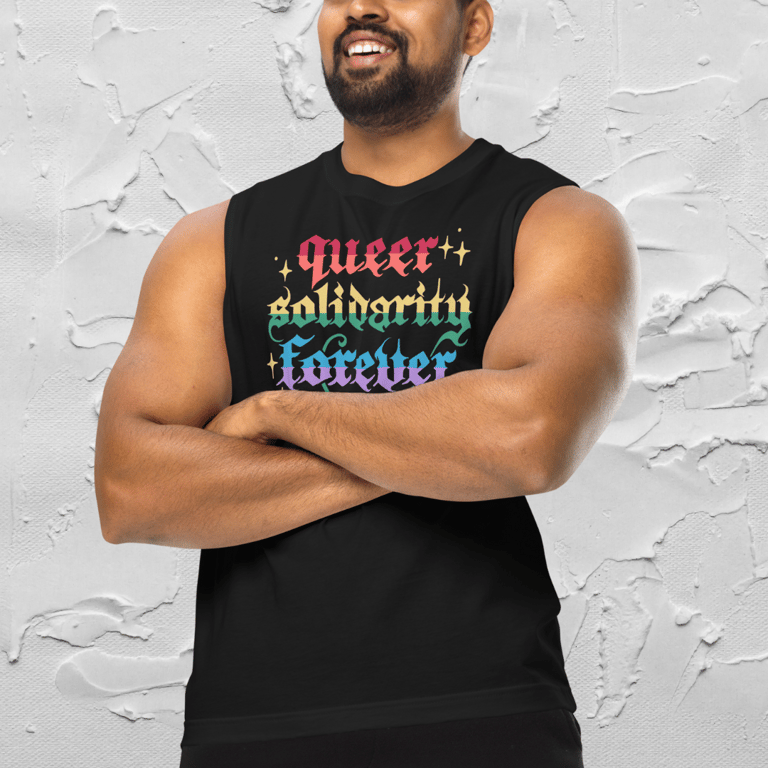 Queer Solidarity Forever Calligraphy Printed Unisex Tank