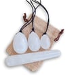 Clear Quartz yoni egg set and wand