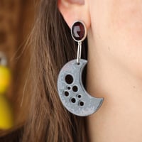 Image 2 of the moon in june - rosecut garnet and enamel earrings