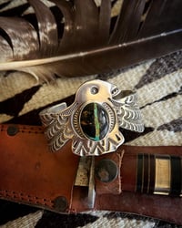 Image 1 of WL&A Handmade Heavy Ingot Black Jack Thunderbird Cuff - Size 7.25 to 7.5" Wrist - 140 Grams 
