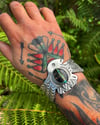 WL&A Handmade Heavy Ingot Black Jack Thunderbird Cuff - Size 7.25 to 7.5" Wrist - 140 Grams 