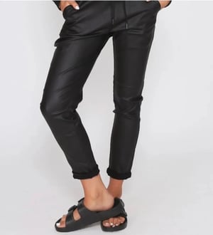 Image of Riley Wet Look Jogger. Black. By Monaco Jeans.