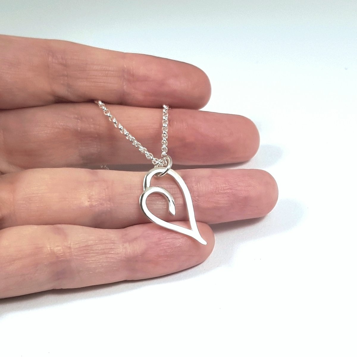 Image of Silver Heart Necklace, Handmade Sterling Silver Heart Pendant, Sustainable Recycled Silver Jewellery