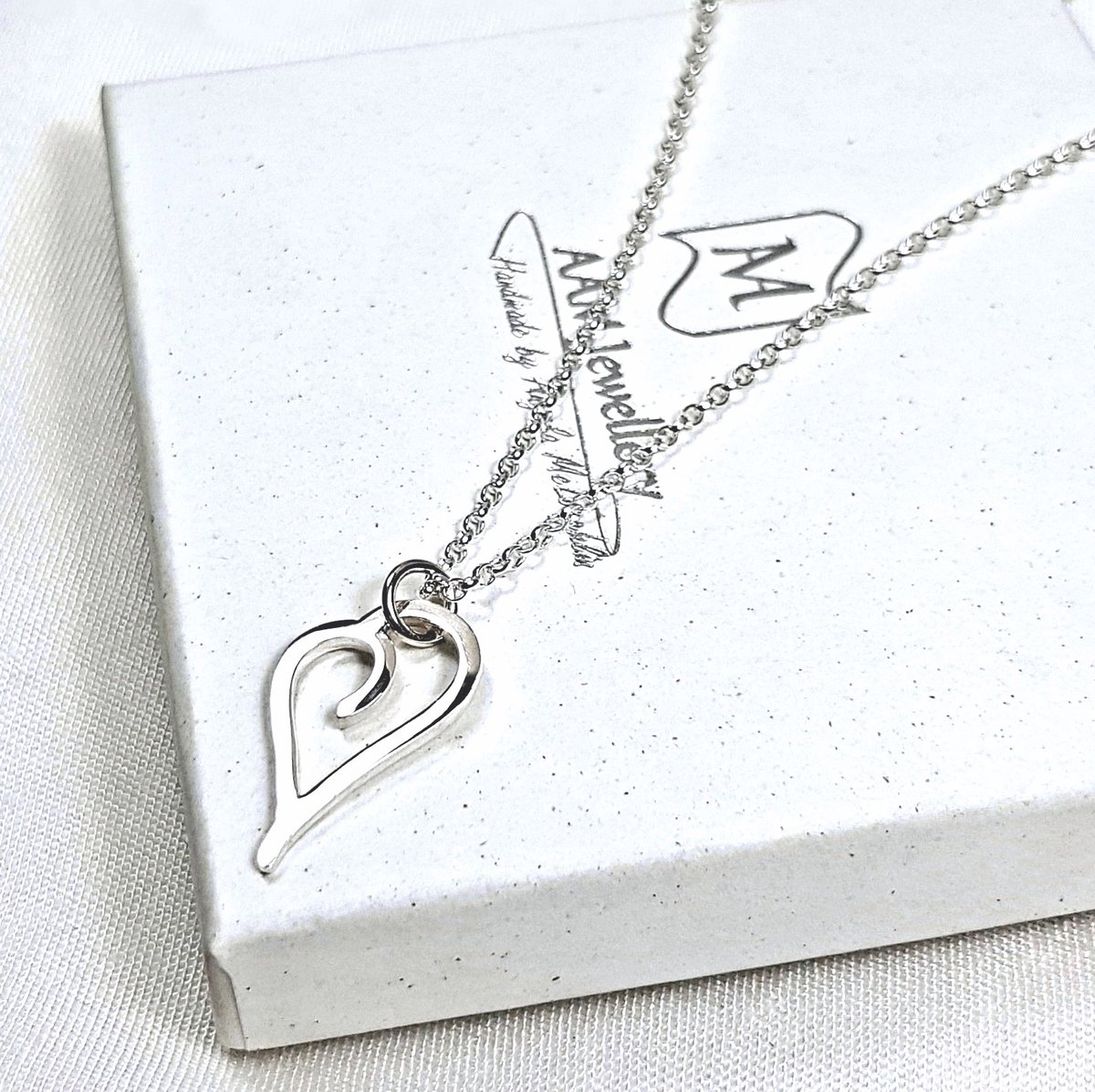Image of Silver Heart Necklace, Handmade Sterling Silver Heart Pendant, Sustainable Silver Jewellery