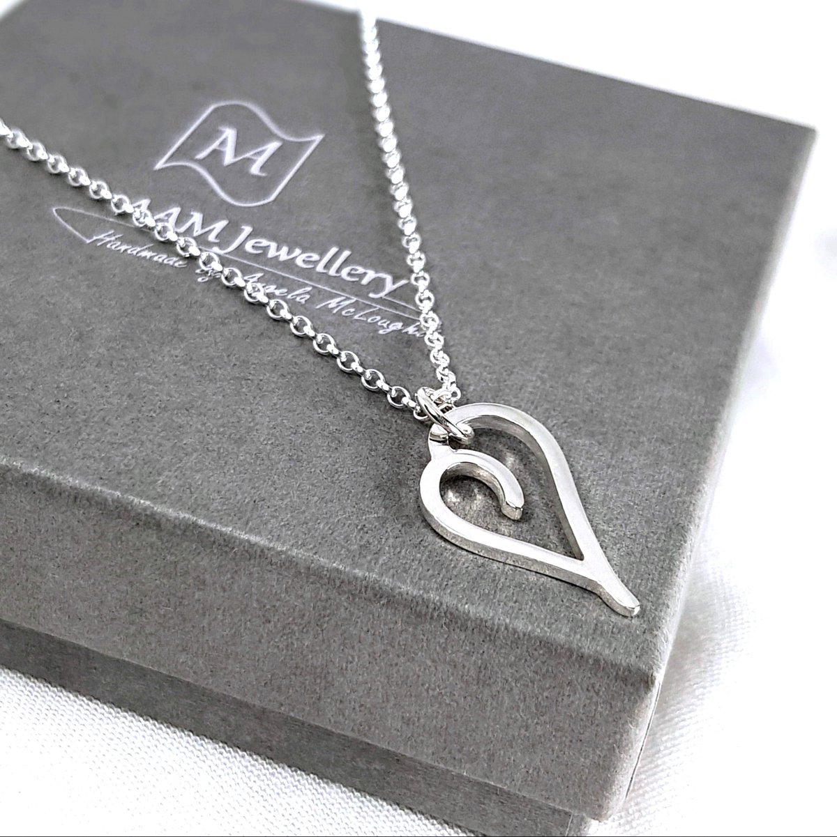 Image of Silver Heart Necklace, Handmade Sterling Silver Heart Pendant, Sustainable Recycled Silver Jewellery