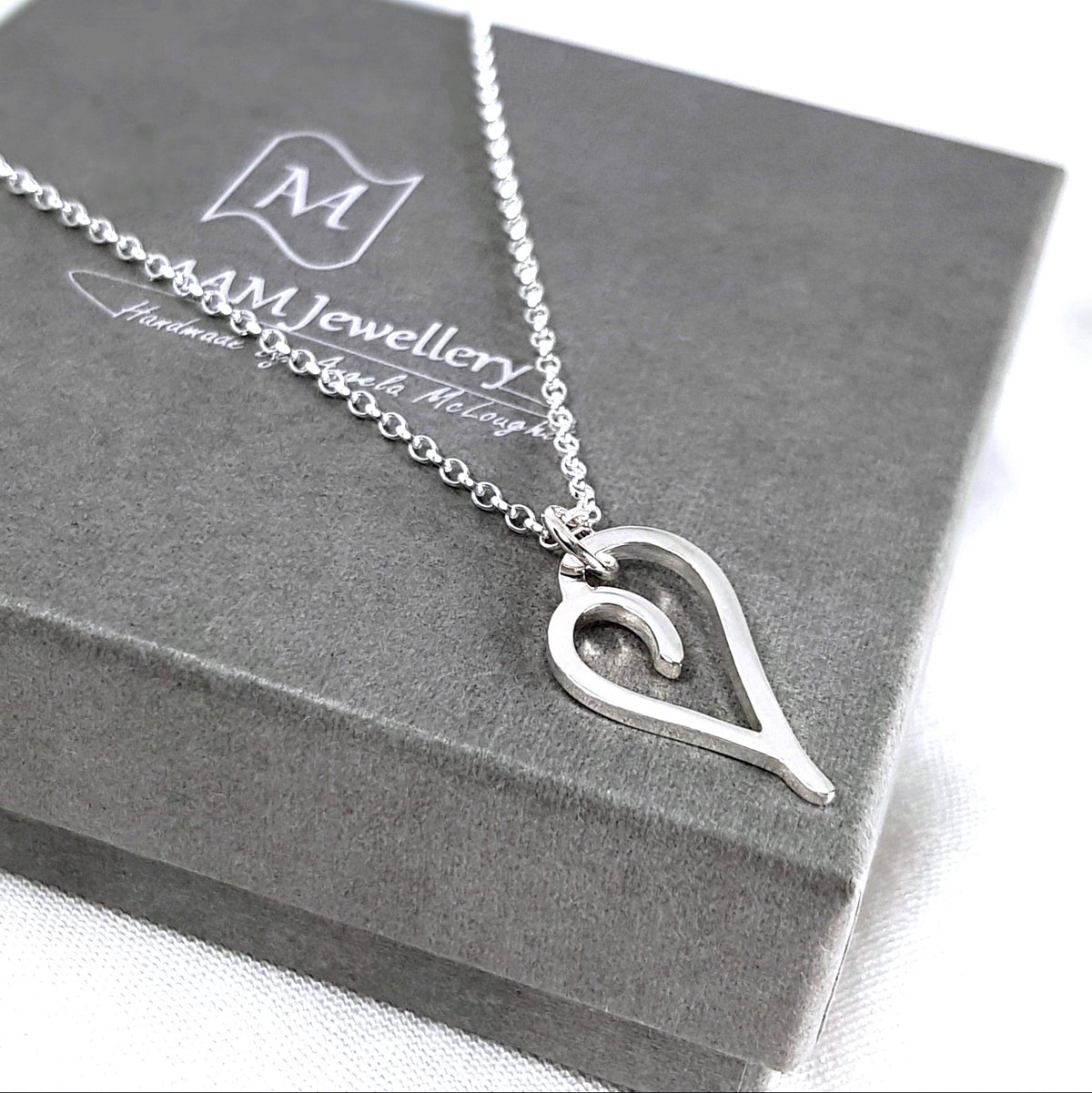 Image of Silver Heart Necklace, Handmade Sterling Silver Heart Pendant, Sustainable Silver Jewellery