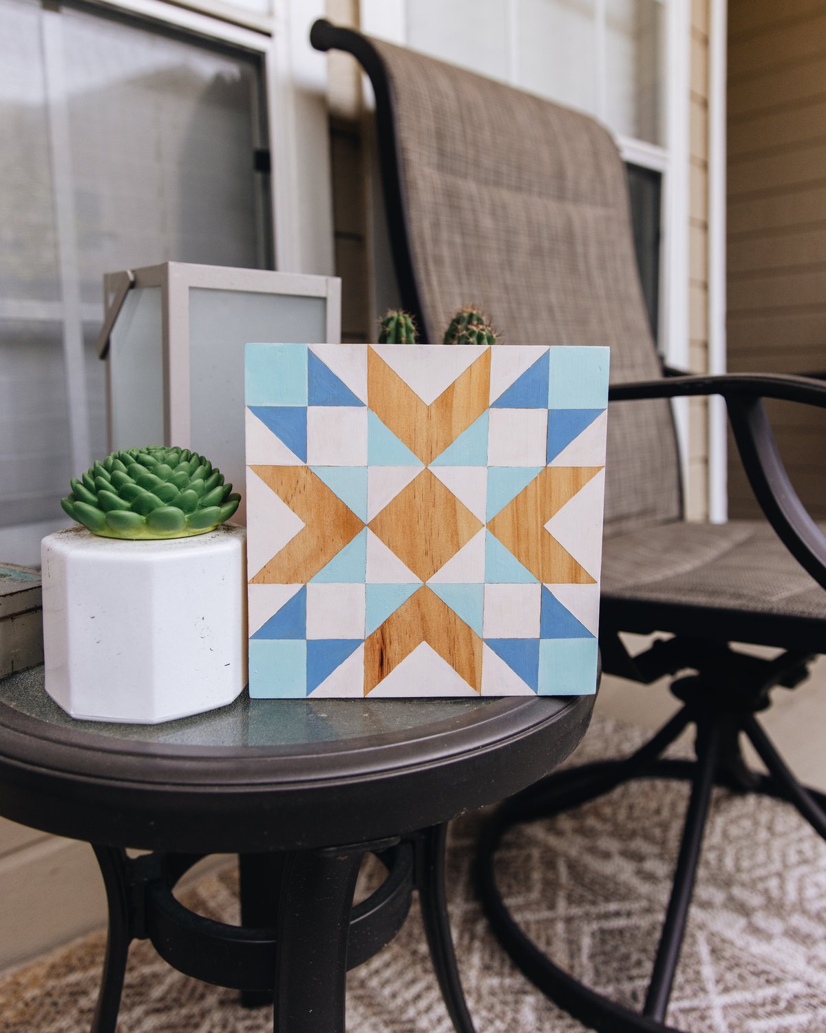 Image of Barn Quilt in Natural Blue
