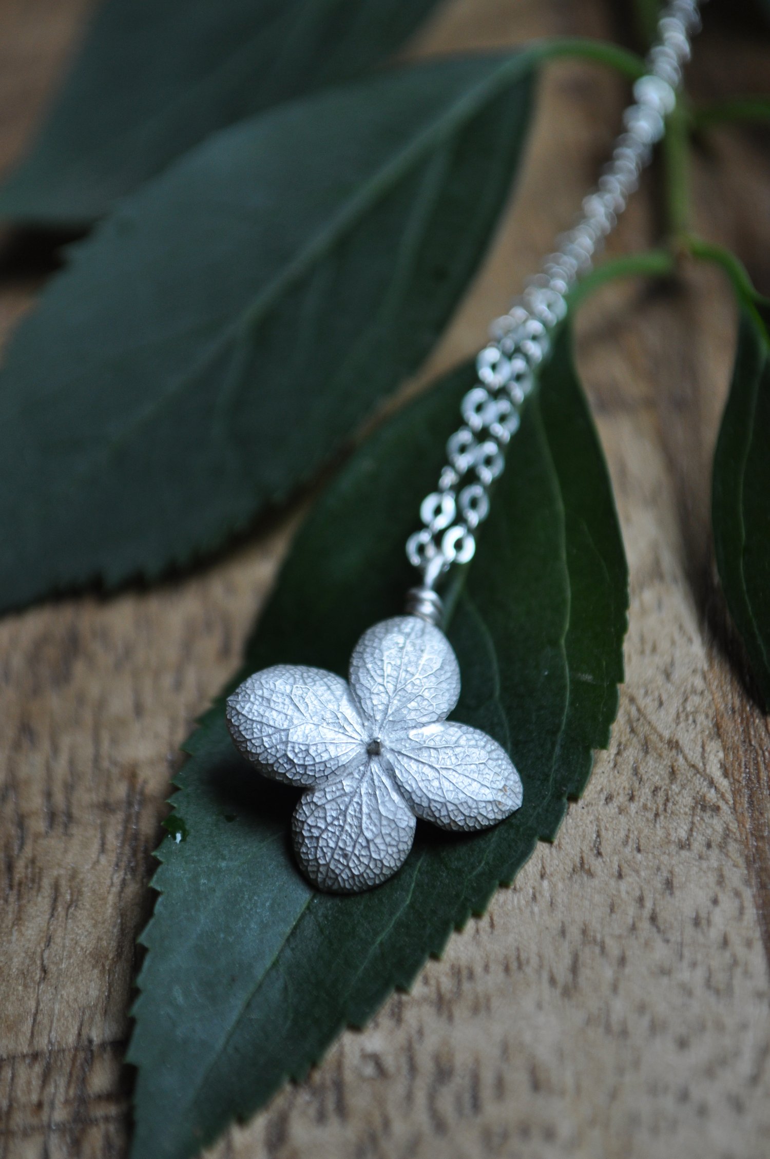 Image of One of a Kind Hydrangea Flower Necklace in Sterling Silver