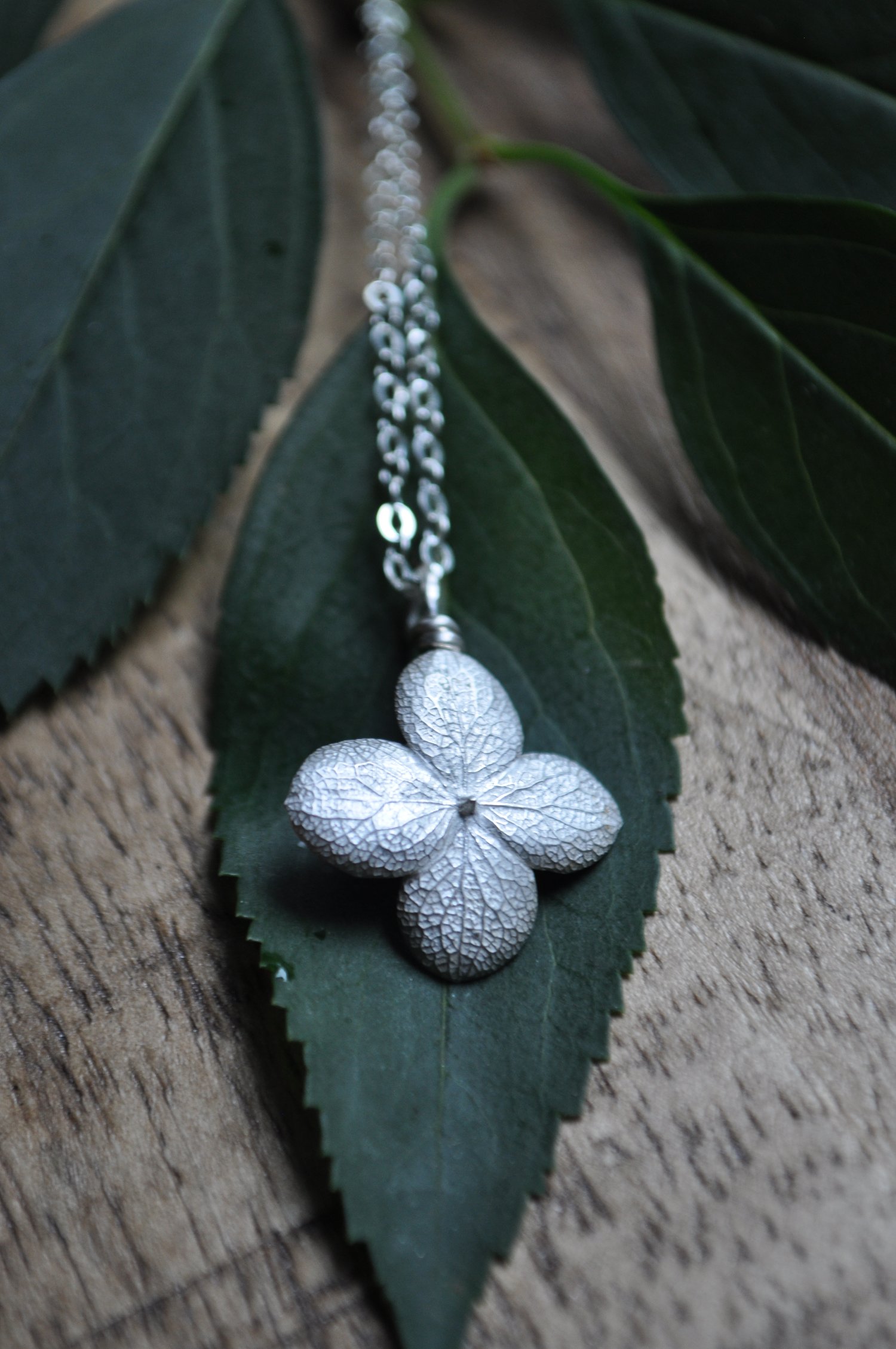 Image of One of a Kind Hydrangea Flower Necklace in Sterling Silver