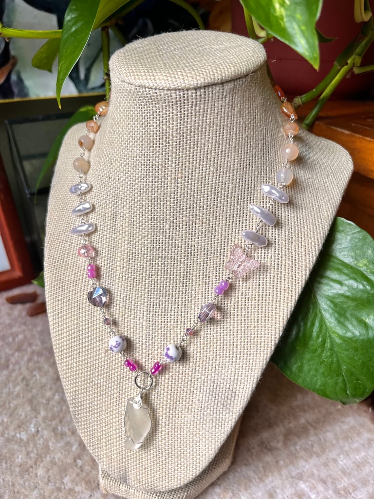 Lesbian Pride Beaded Charm Necklace Image 2