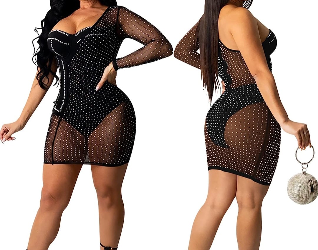 Image of Large Rhinestone Bodycon Dress