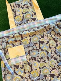 Image 1 of Adult Full Apron, Gray, Yellow, Blue and Green Paisley
