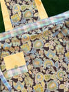 Adult Full Apron, Gray, Yellow, Blue and Green Paisley