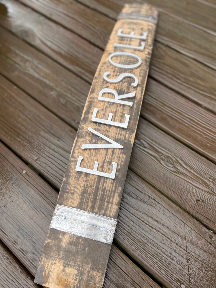 Image of Bourbon Barrel Stave Last Name Sign 