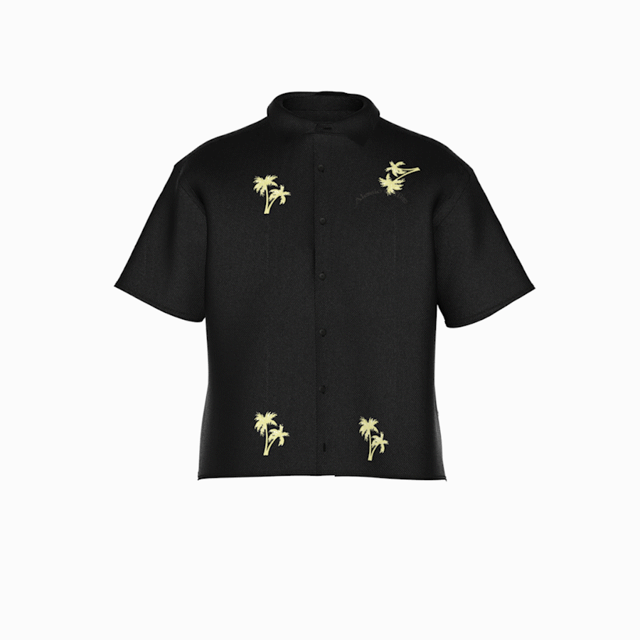 Image of Black linen palm shirt