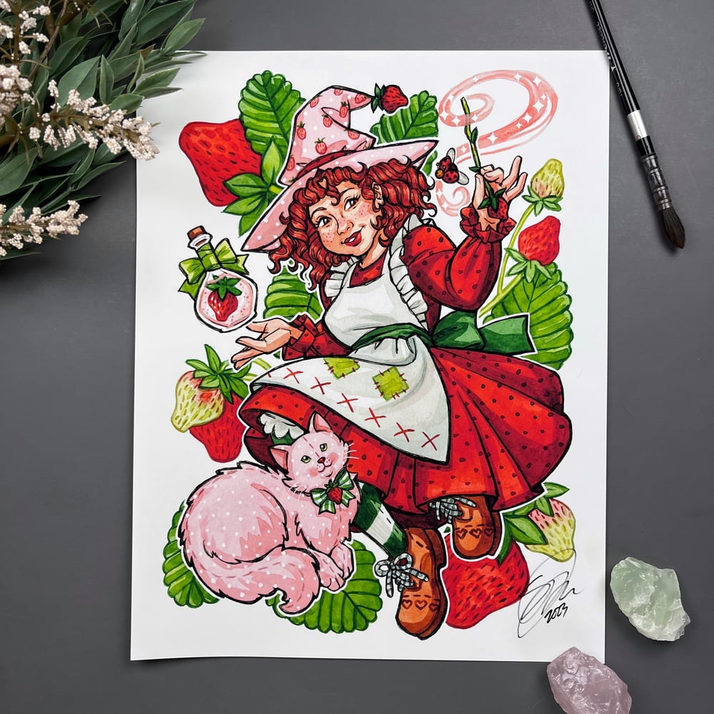 Strawberry Shortcake Witch Signed Watercolor Print