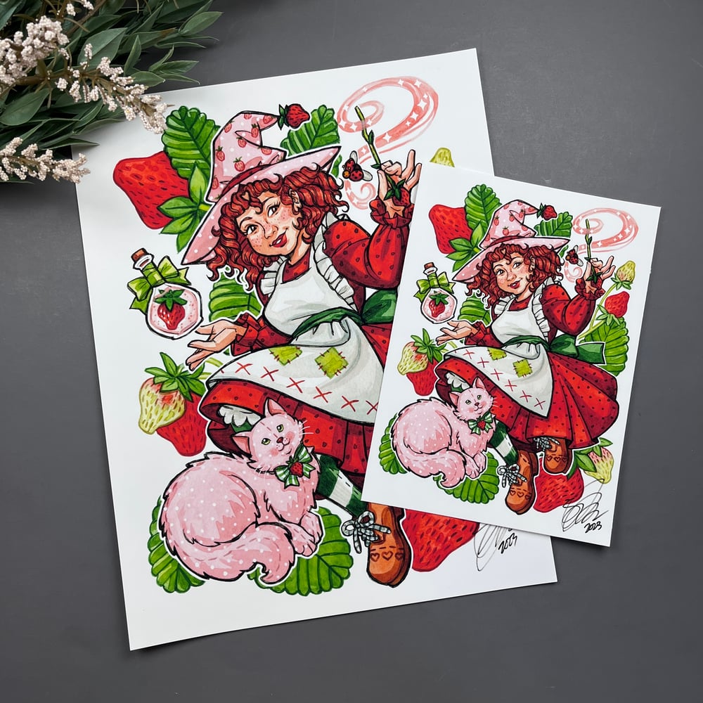 Strawberry Shortcake Witch Signed Watercolor Print