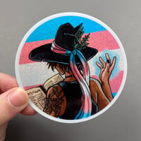 Image 1 of Trans Witch Glitter Vinyl Sticker