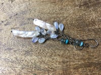 Image 1 of Moonstone, Pearl, Turquoise and Aquamarine earrings / n31