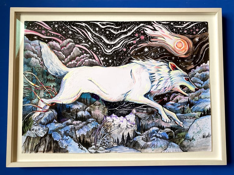 Fenrir original framed artwork