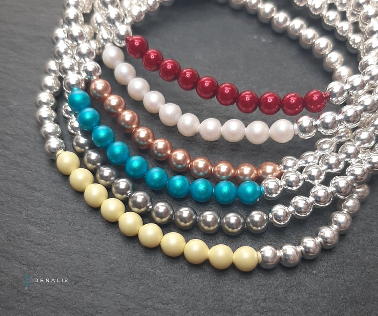 Margaux sterling silver bracelets with crystal pearls Image 4