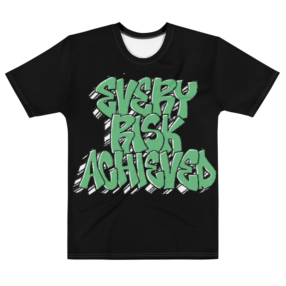 Image of EVERY RISK ACHIEVED GRAFFITI TEE (BLACK/GREEN)