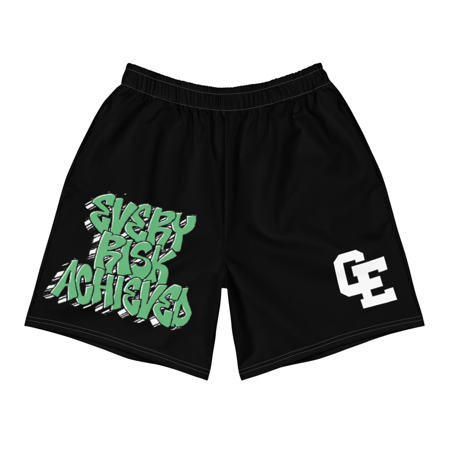 Image of EVERY RISK ACHIEVED GRAFFITI SHORTS (BLACK/GREEN)