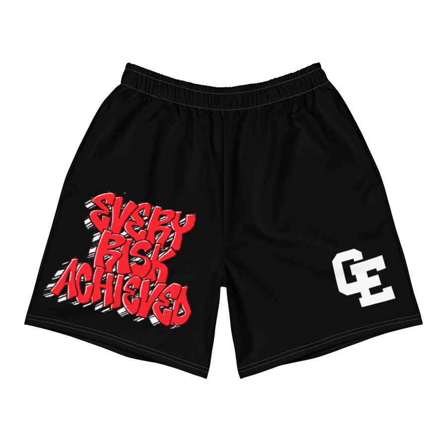 Image of EVERY RISK ACHIEVED GRAFFITI SHORTS (BLACK/RED)