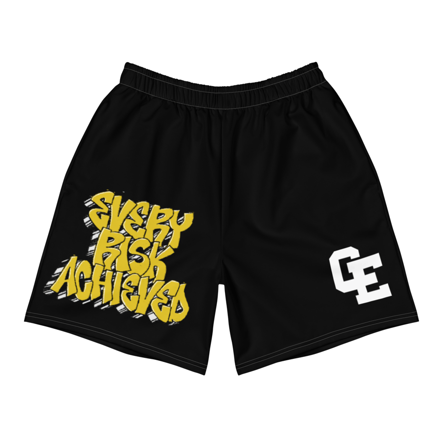 Image of EVERY RISK ACHIEVED GRAFFITI SHORTS (BLACK/YELLOW)