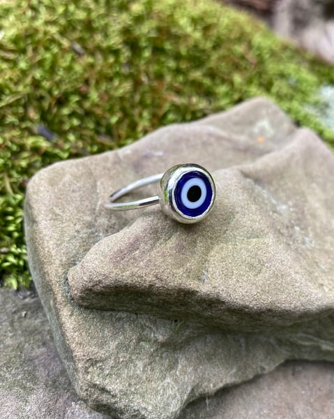 Image of Evil Eye Sterling Silver Ring - Made to Order