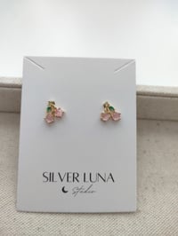 Image 2 of cherry EAR STUDS 樱桃锆石水果耳钉