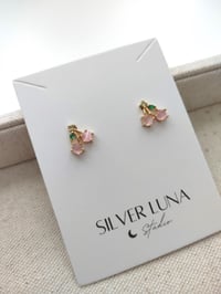 Image 1 of cherry EAR STUDS 樱桃锆石水果耳钉