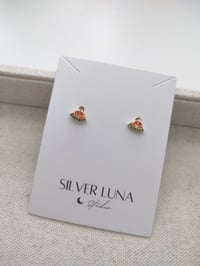 Image 2 of watermelon EAR STUDS 西瓜锆石水果7