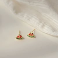 Image 1 of watermelon EAR STUDS 西瓜锆石水果7