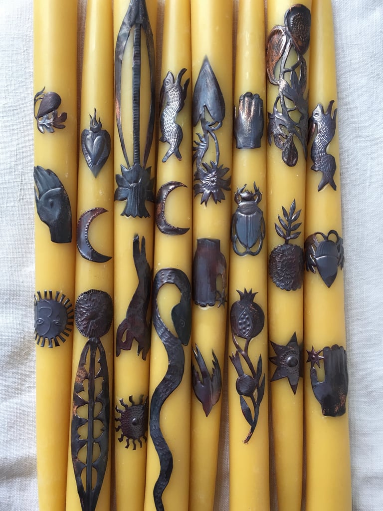 Custom Adorned Beeswax Taper Image 3