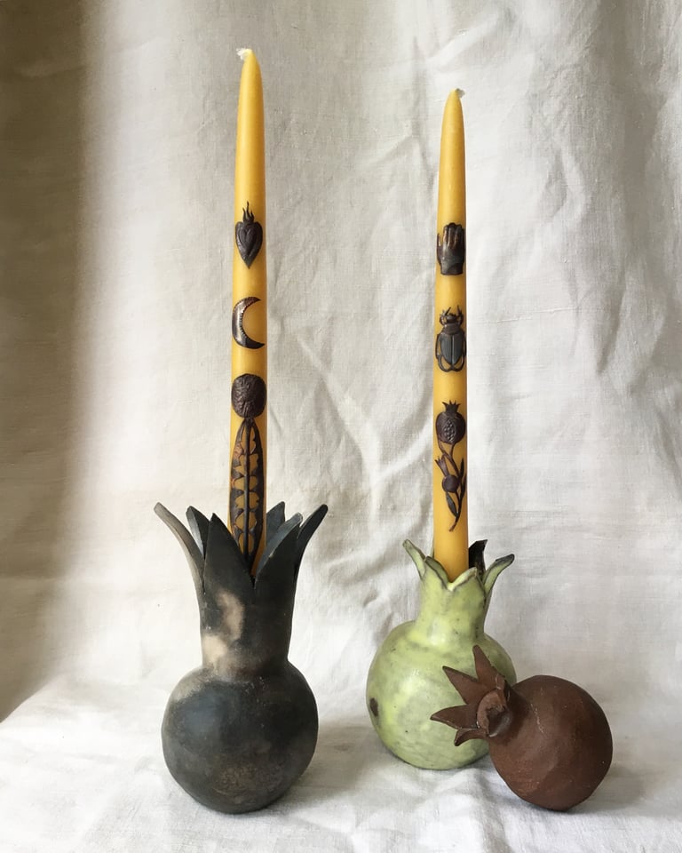 Custom Adorned Beeswax Taper Image 4