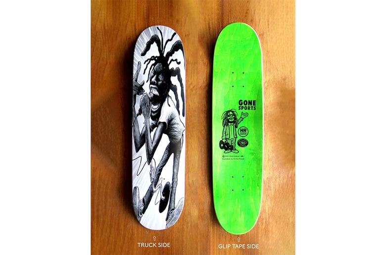 Image of Presspop - H.R. of Bad Brains Skateboard deck (With C.O.A, signed by H.R.)