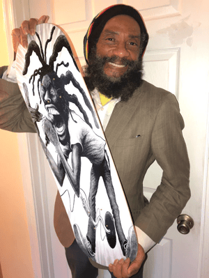 Image of Presspop - H.R. of Bad Brains Skateboard deck (With C.O.A, signed by H.R.)