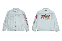 Image 1 of Cross Colours - Oversize Denim Graffiti Jacket - Ice Blue Vintage (15% off)