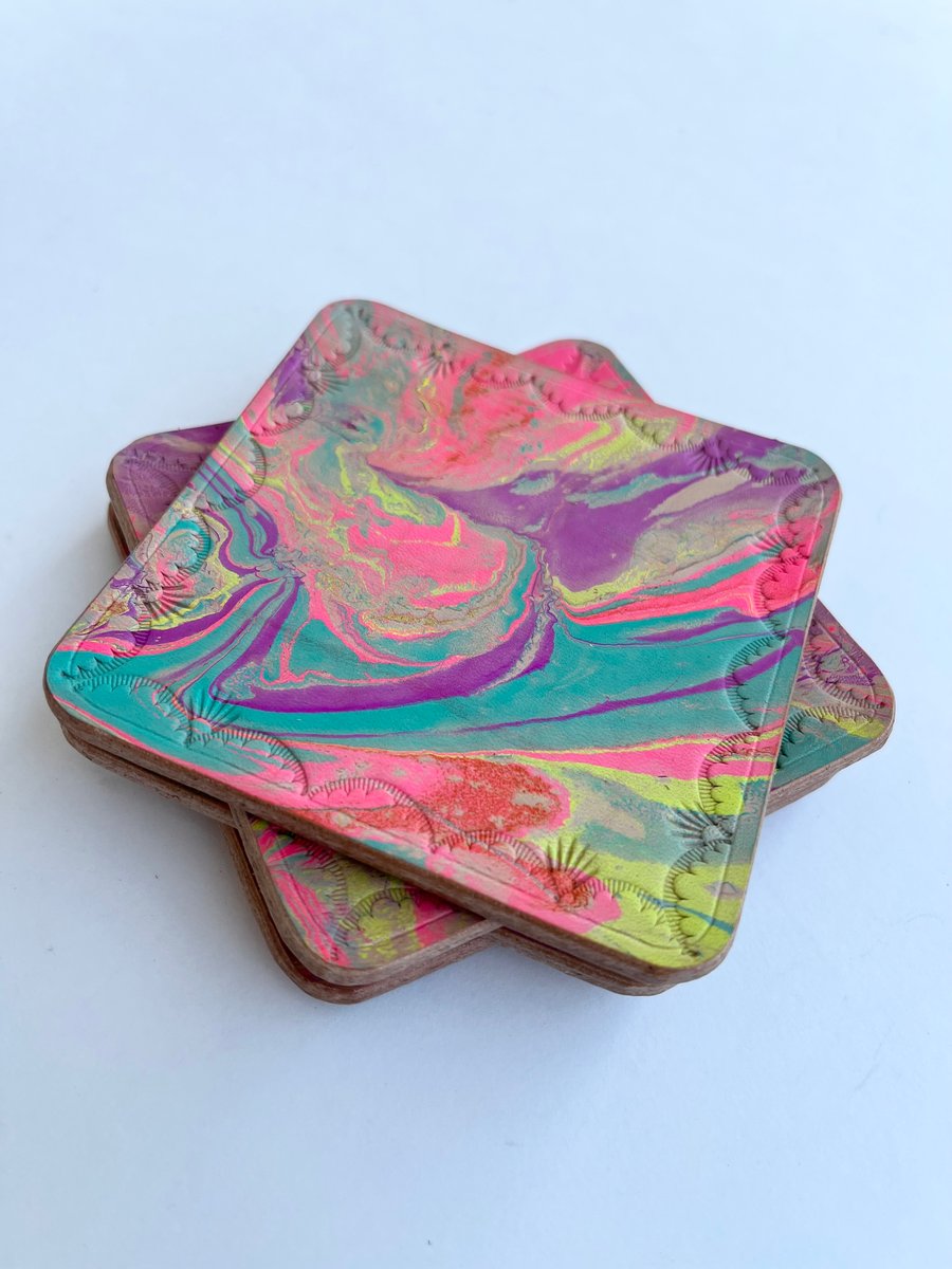 Image of Stamped Marbled Coasters 