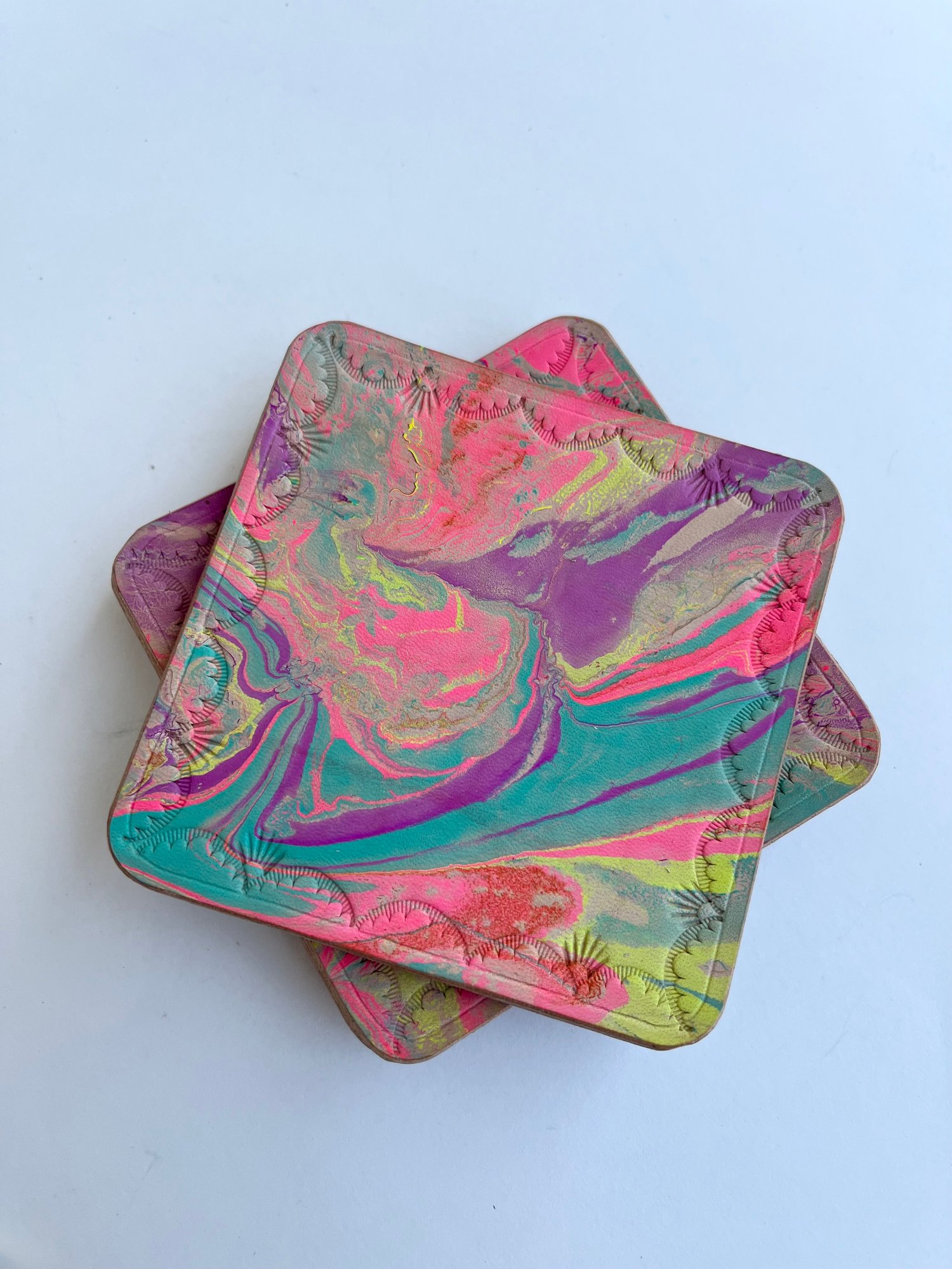 Image of Stamped Marbled Coasters 